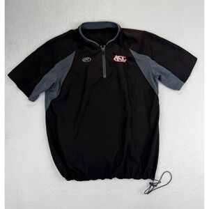 Rawlings Mens L Black Grey NC Quarter Zip Short Sleeve Baseball Windshirt Jacket